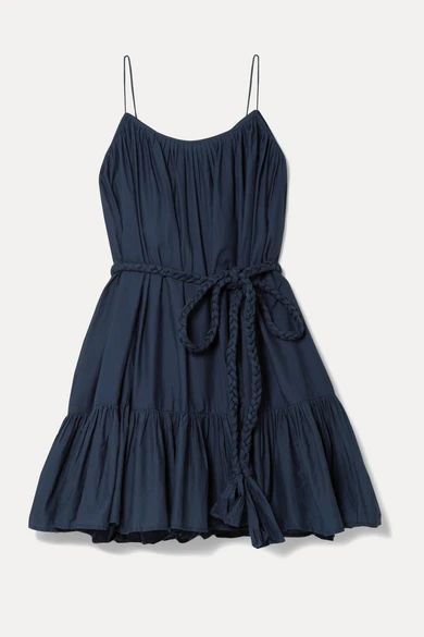 Nala Ruffled Cotton-poplin Mini Dress - Navy