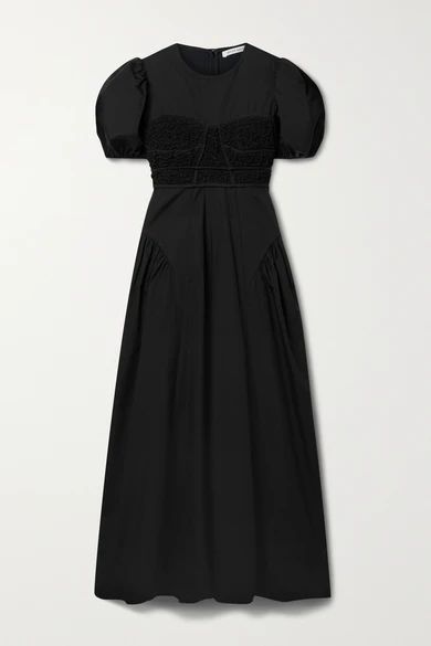 Clementine Smocked Cotton-blend Poplin Maxi Dress - Black