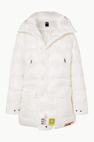 + R13 Hooded Quilted Shell Down Parka - White