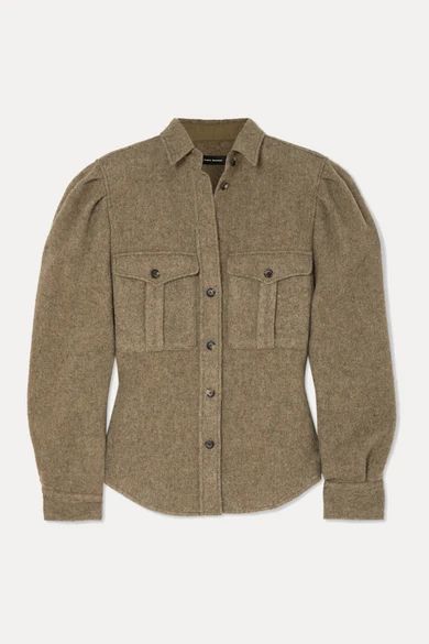 Florrie Brushed Wool-blend Shirt - Army green