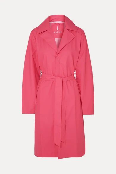 Belted Matte-pu Trench Coat - Pink