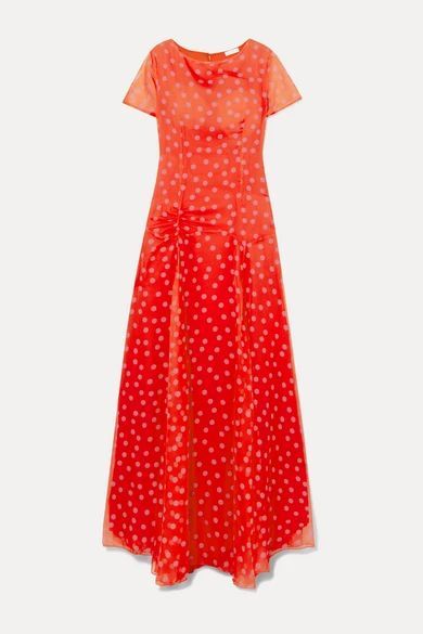 Stacey Polka-dot Chiffon Maxi Dress - Red