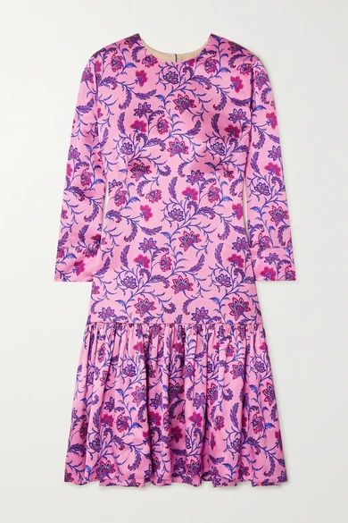 Delilah Floral-print Silk-satin Mini Dress - Pink
