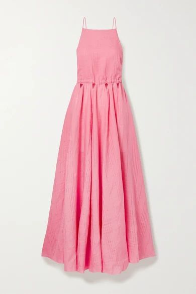 Bella Open-back Cutout Linen Maxi Dress - Pink