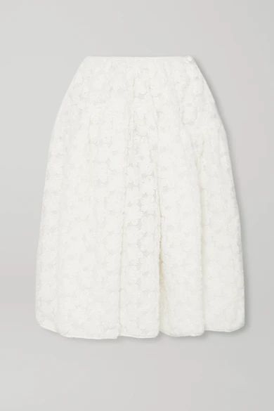 + Sophie Bille Brahe Tina Appliquéd Mesh Midi Skirt - White