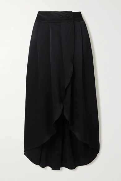 Envelope1976 - + Net Sustain Seminyak Asymmetric Satin Skirt - Black