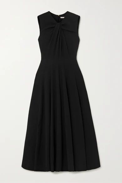 Meryl Twisted Crepe Midi Dress - Black