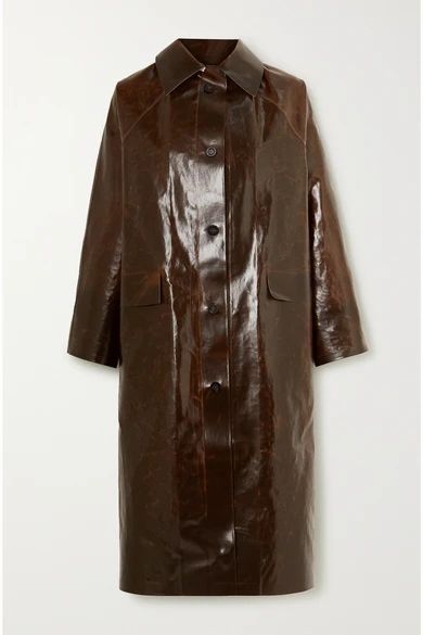 Skai Coated Cotton-blend Coat - Dark brown