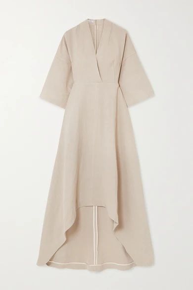 Asymmetric Twill Dress - Taupe