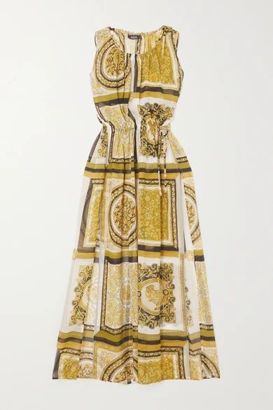 Printed Silk-georgette Maxi Dress - Gold