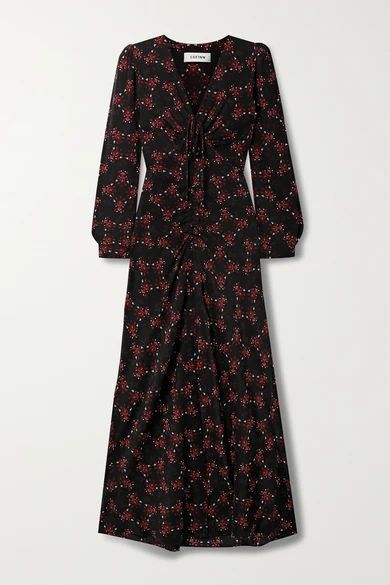 Ophelia Printed Silk-crepe Midi Dress - Black