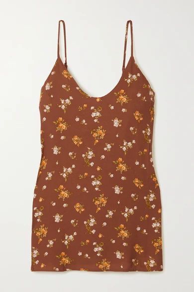 + Net Sustain Ventura Floral-print Crepe Mini Dress - Burgundy