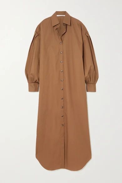 Hind Belted Cotton Maxi Shirt Dress - Brown