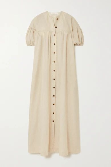 Luann Tiered Cotton And Linen-blend Maxi Dress - Sand