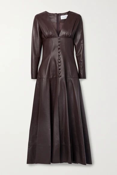 Daylily Leather Maxi Dress - Chocolate