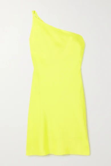 Lithium One-shoulder Recycled Satin Mini Dress - Yellow