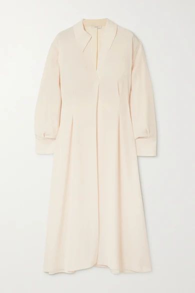 Crepe Midi Shirt Dress - Ivory