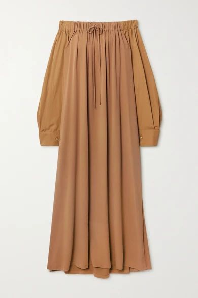 Amico Cutout Off-the-shoulder Silk-charmeuse Maxi Dress - Camel