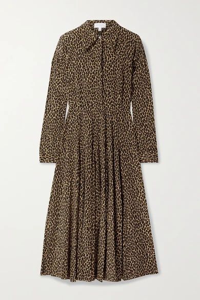 Leopard-print Silk Crepe De Chine Shirt Dress - Leopard print