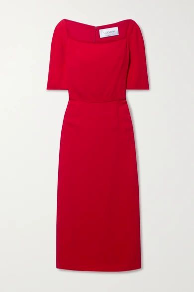 Stretch-crepe Midi Dress - Red