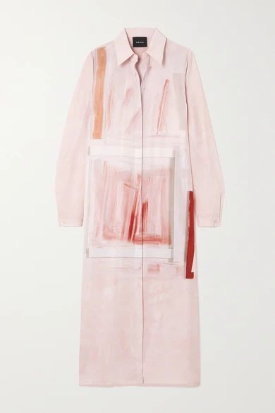 Belted Printed Silk-crepe Midi Shirt Dress - Pink