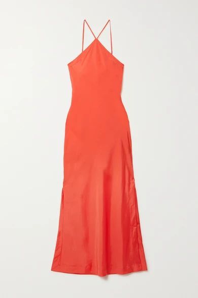 + Net Sustain Kate Organic Silk-blend Maxi Dress - Tomato red