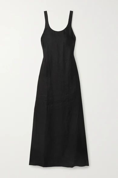 + Net Sustain The Kennedy Open-back Linen-twill Maxi Dress - Black