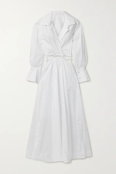 Alex Cutout Cotton-blend Poplin Midi Shirt Dress - White