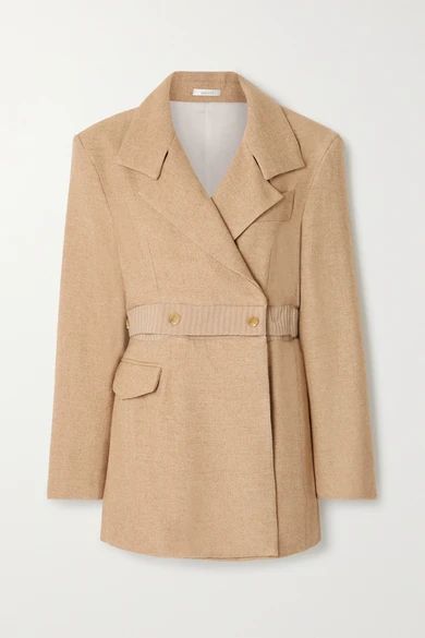 + Net Sustain Convertible Double-breasted Twill Blazer - Sand