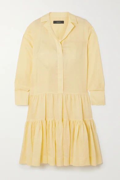 Dan Tiered Ramie Midi Shirt Dress - Yellow