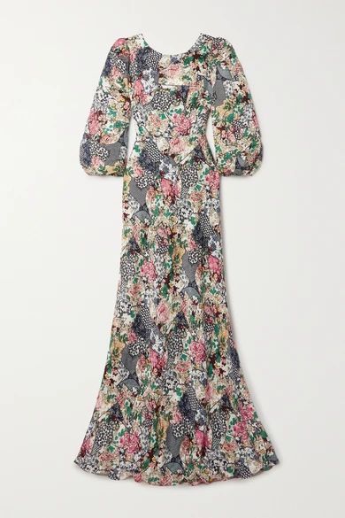 Lily-b Floral-print Silk-jacquard Gown - Pink
