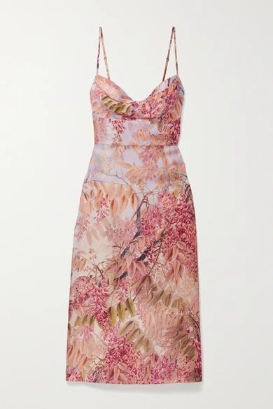 Wild Botanica Floral-print Silk-organza Dress - Pink