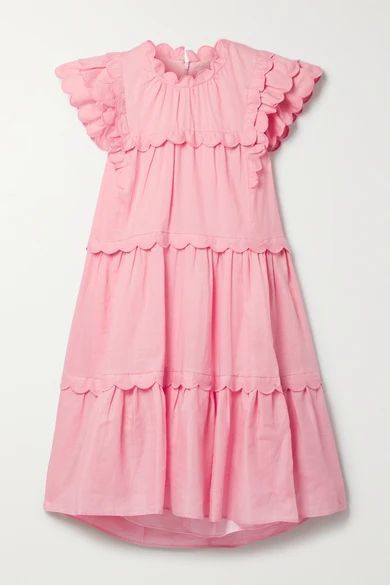 Shannon Scalloped Tiered Ramie Dress - Pink