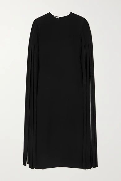 Tasseled Silk-cady Midi Dress - Black
