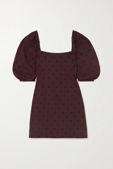 + Net Sustain Polka-dot Organic Cotton-blend Mini Dress - Brown