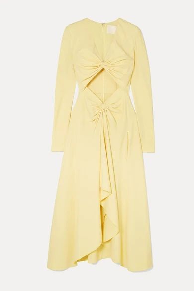 Embellished Cutout Cady Midi Dress - Yellow