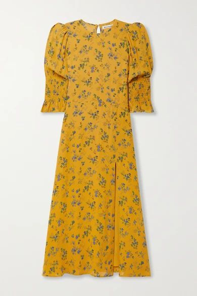 Carolena Floral-print Georgette Midi Dress - Saffron