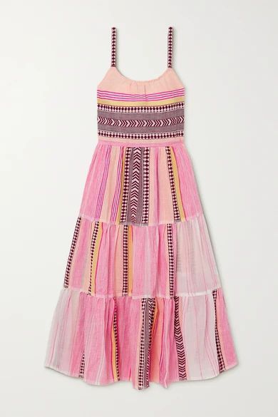 + Net Sustain Neela Cascade Tiered Cotton-blend Gauze Dress - Pink