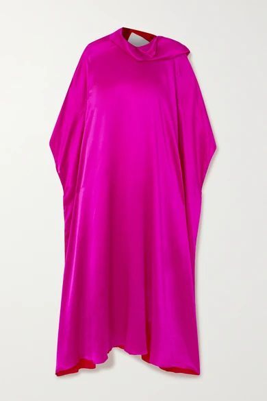 Tie-detailed Two-tone Silk-blend Satin Maxi Dress - Pink
