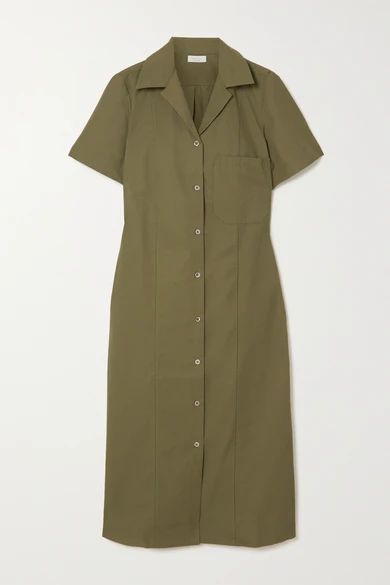 Lara Cotton-blend Poplin Midi Shirt Dress - Army green