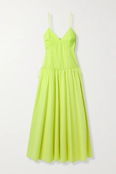 Tie-detailed Poplin Maxi Dress - Chartreuse