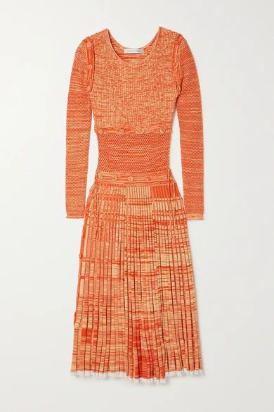 Deconstruct Convertible Space-dyed Knitted Midi Dress - Orange