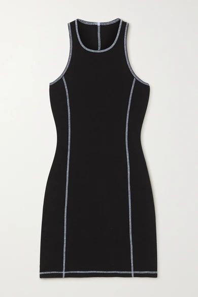 Ribbed Stretch-cotton Jersey Mini Dress - Black