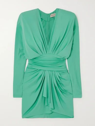 Draped Stretch-crepe Mini Dress - Jade