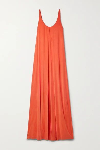 Ophelia Open-back Knotted Silk-jersey Maxi Dress - Orange