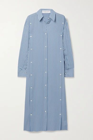 Striped Silk-georgette Midi Shirt Dress - Blue