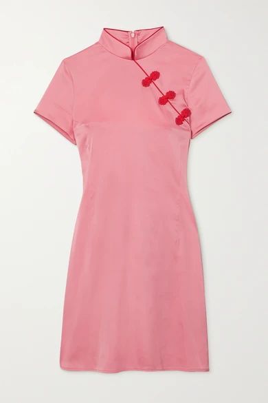 Suki Bead-embellished Stretch-satin Mini Dress - Pink