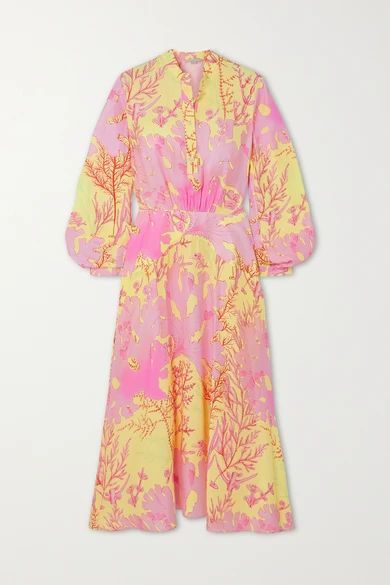 Alyssa Asymmetric Printed Silk Dress - Pink