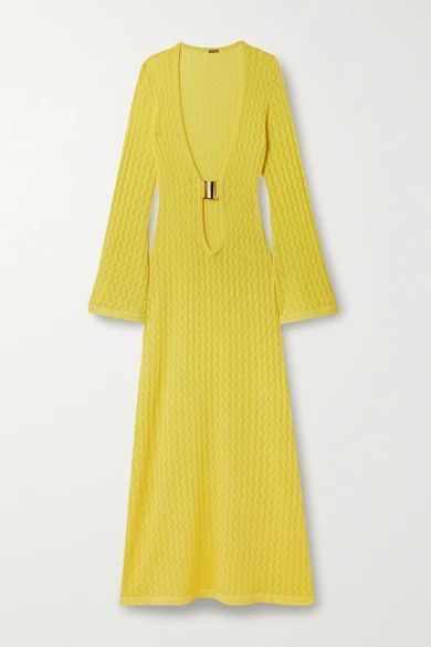 Lin Pointelle-knit Maxi Dress - Yellow