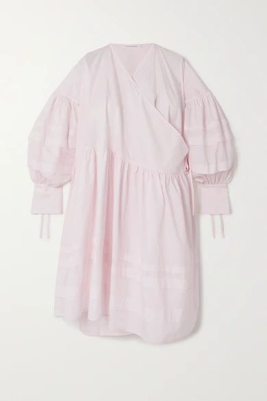 Amalie Oversized Organic Cotton Wrap Dress - Baby pink